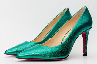 The Maple Green Leather Pump Fuchsia Sole Women Shoe - Glamourous Grace