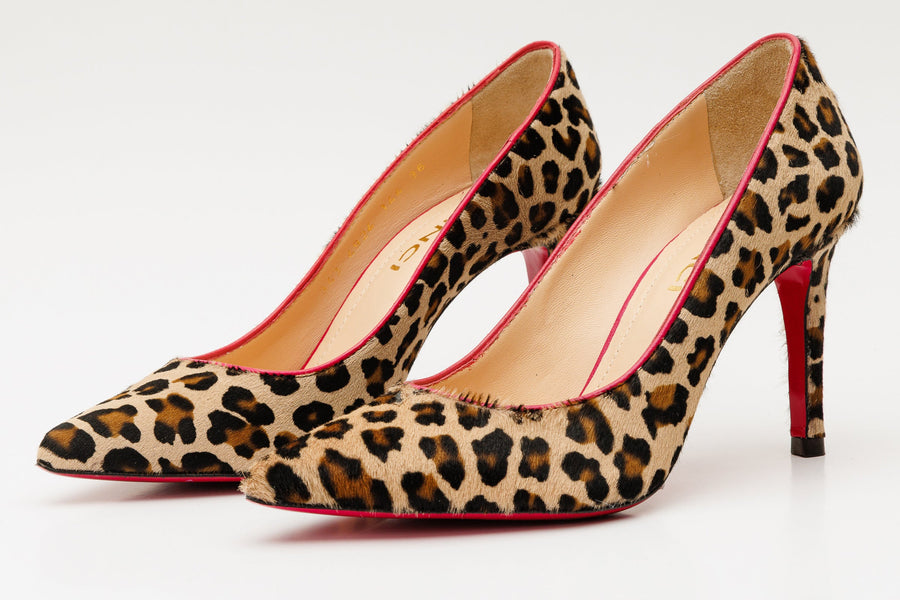 The Olbia Leopard Leather Pump Fuchsia Sole Women Shoe - Glamourous Grace