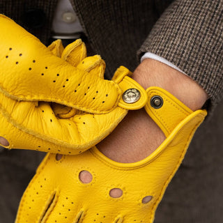 Leonardo (yellow) - Italian driving gloves made of American deerskin leather - Glamourous Grace