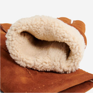 Tommaso - Italian suede leather gloves with luxurious natural sheep fur lining - Glamourous Grace
