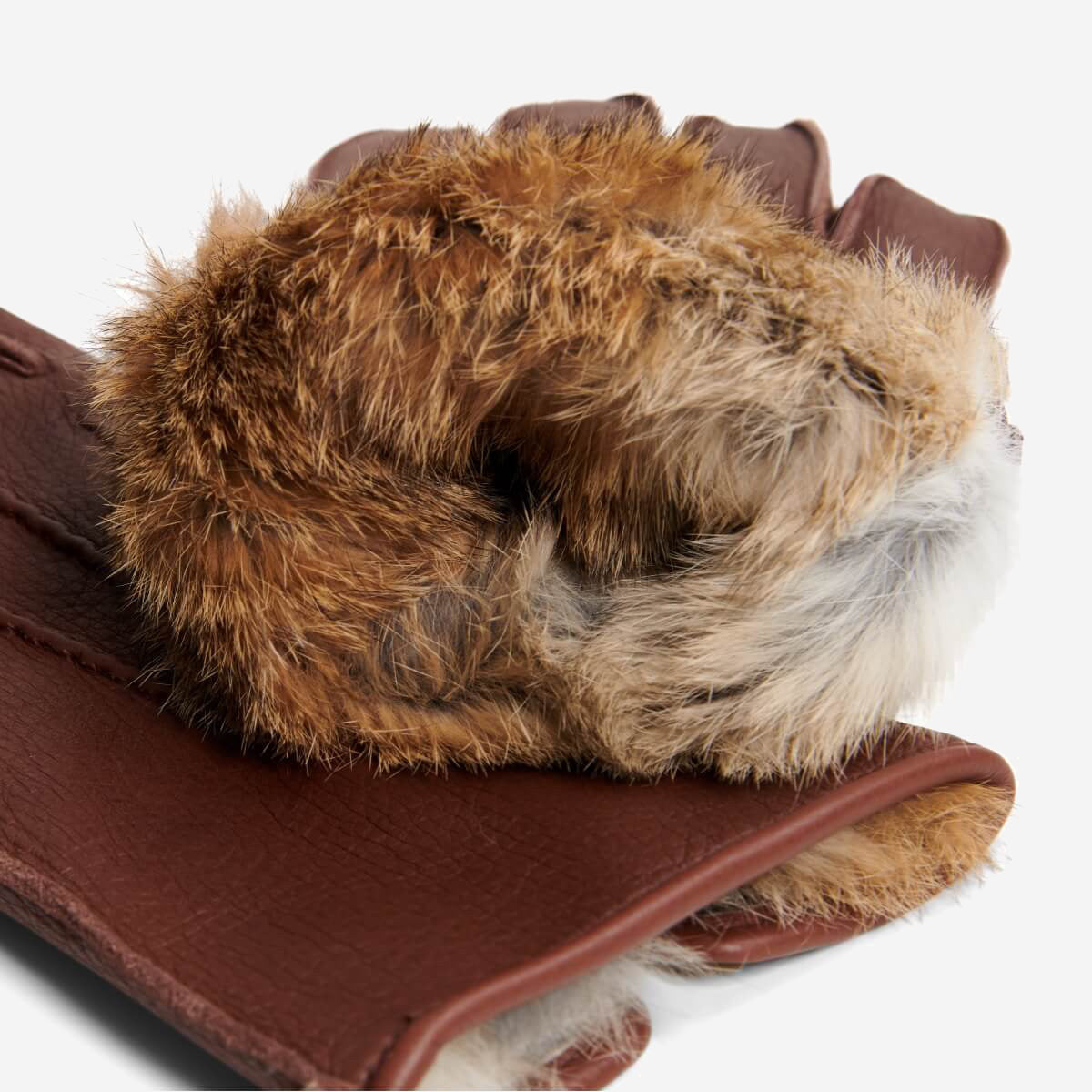 Diego (brown) - Italian gloves made of American deerskin leather with rabbit fur lining - Glamourous Grace
