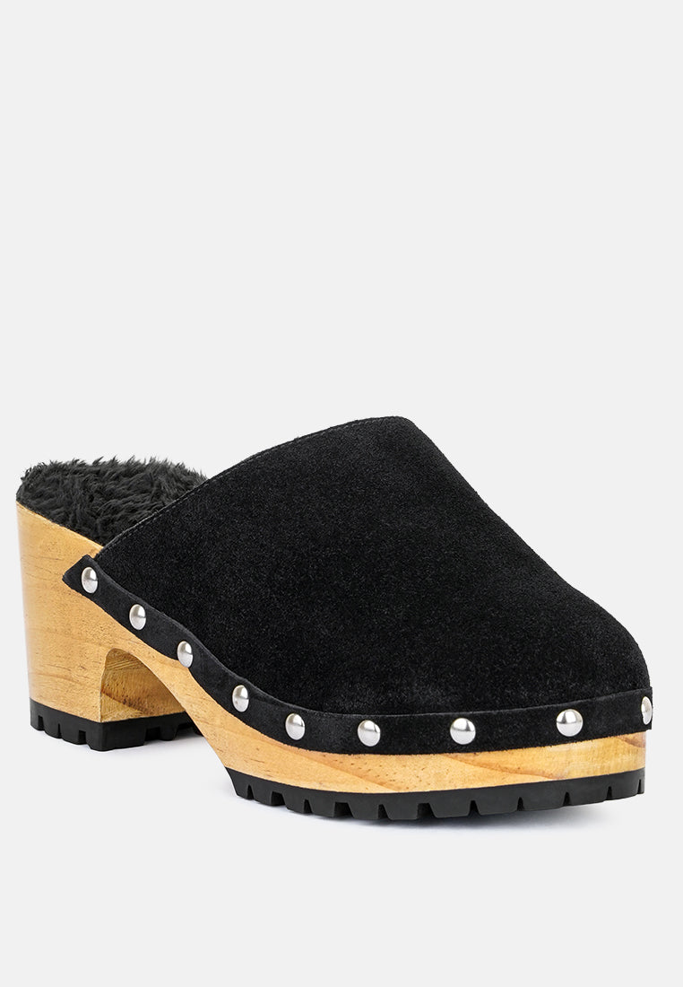 Tulley Suede Clogs Mules - Glamourous Grace