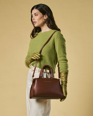 Zita (brown) - Italian calf leather women's handbag (with shoulder strap) - Glamourous Grace
