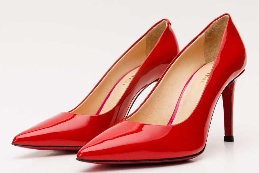 The Ege Red Leather Pump Fuchsia Sole Women Shoe - Glamourous Grace