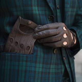 Mario (dark brown) - Italian lambskin leather driving gloves - Glamourous Grace