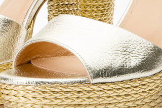 The Tampico Platform Heel Gold Leather Women Sandal - Glamourous Grace