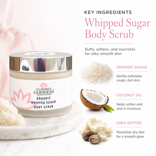 Organic Whipped Sugar Body Scrub 2 oz – Travel Size Crepey Skin Treatment & Exfoliator - Glamourous Grace