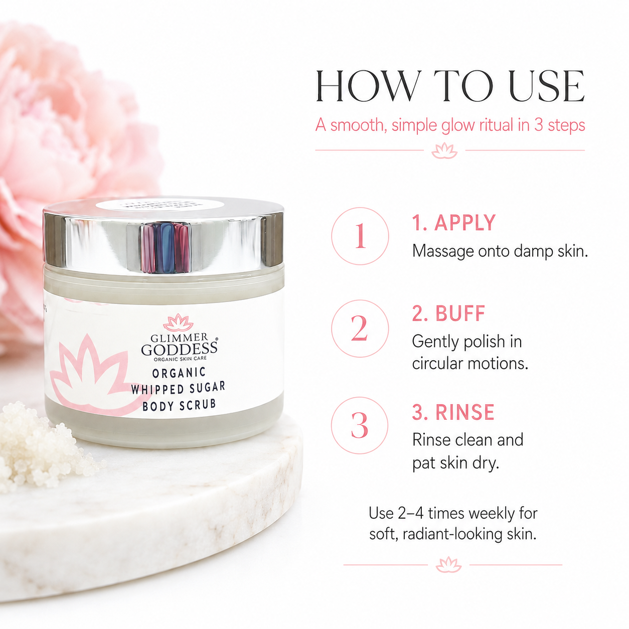 Organic Whipped Sugar Body Scrub 2 oz – Travel Size Crepey Skin Treatment & Exfoliator - Glamourous Grace