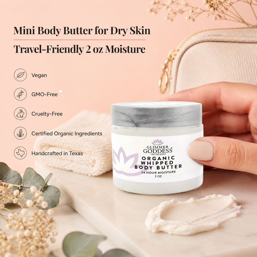 Organic Whipped Body Butter 2 oz – Mini Travel Size for Dry Skin & Eczema - Glamourous Grace