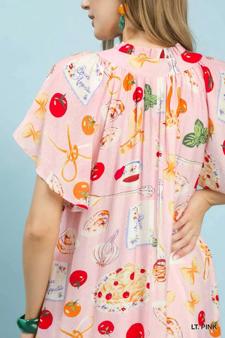 Umgee Abstract Print Flutter Sleeve Midi Dress - Glamourous Grace
