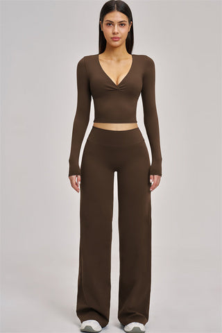 The Swoon Long Sleeve Crop top Flared Leggings 2-Piece Set