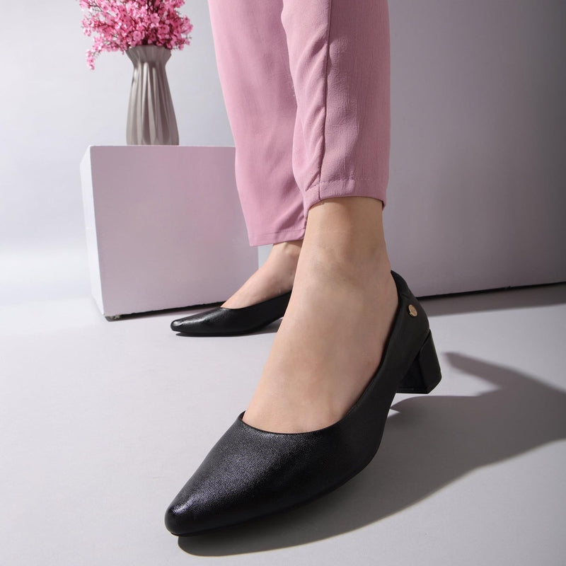 Maddie - Black Block Heels - Glamourous Grace
