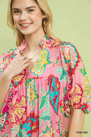 Umgee Paisley Print Mini Dress - Glamourous Grace