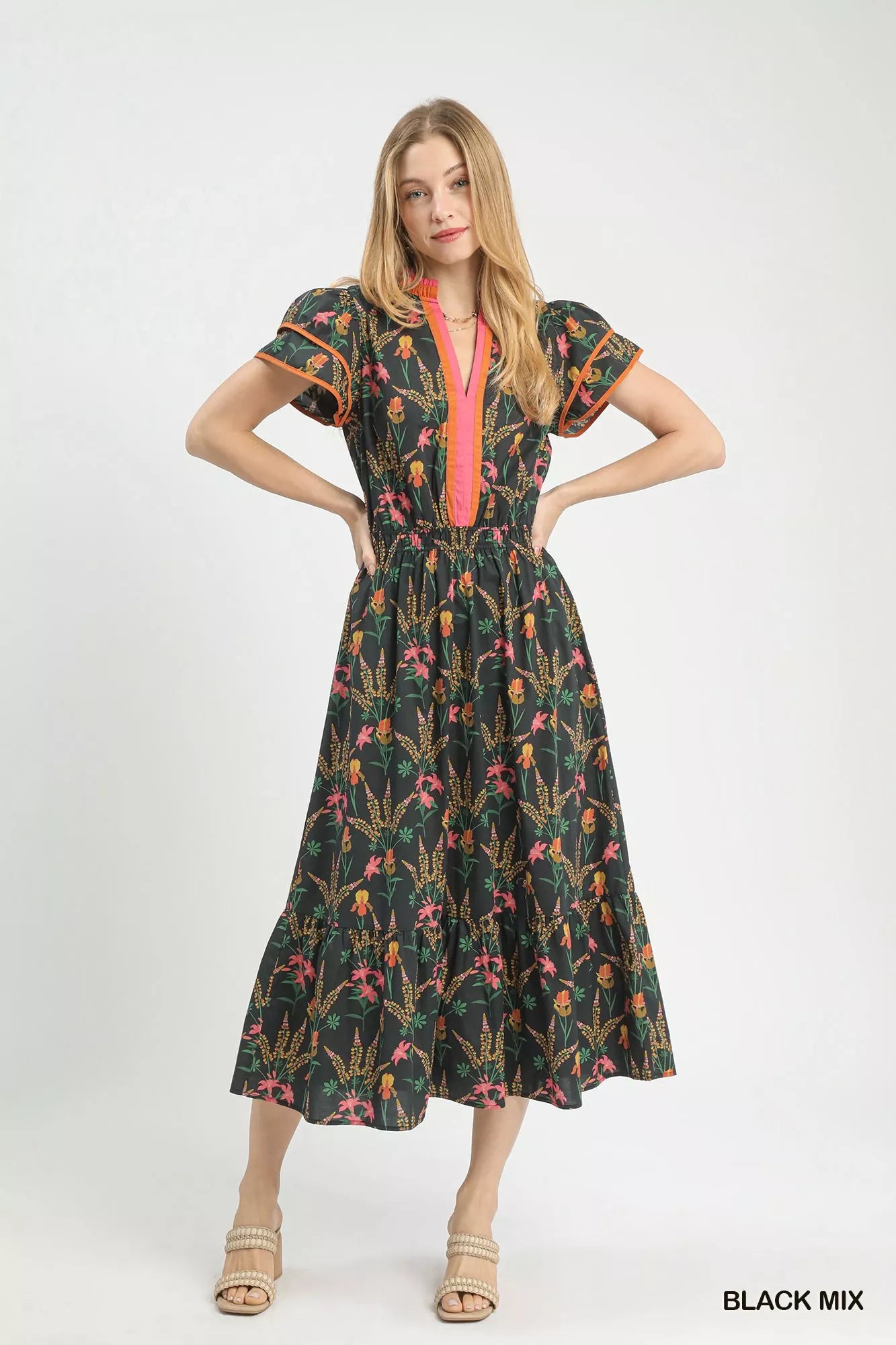 Umgee Mix Floral Midi Dress - Glamourous Grace