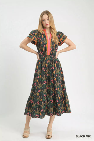 Umgee Mix Floral Midi Dress - Glamourous Grace