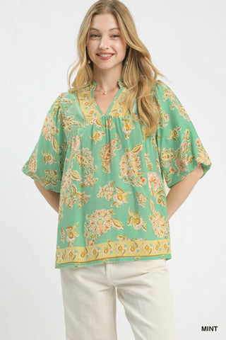 Umgee Apricot Floral Boho Blouse - Glamourous Grace