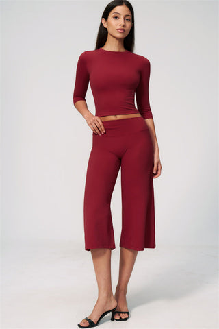 The Natalia Half-Sleeve Top Wide-Leg Crop 2-Piece Set