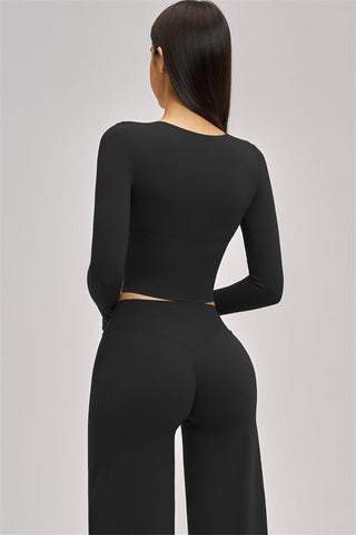 The Swoon Long Sleeve Crop top Flared Leggings 2-Piece Set