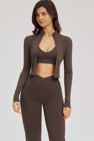 The Sizzle Zip Jacket Sports Bra Flared Leggings 3-Piece Set