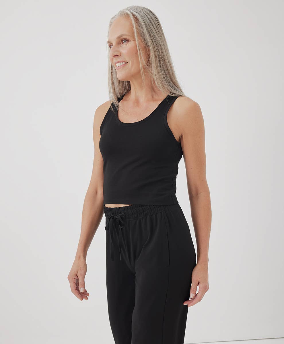 Pact Women’s Cool Stretch Cropped Lounge Tank: Black