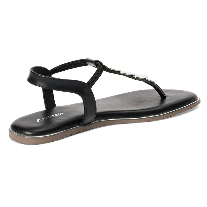 Bella - Black Thong Sandals - Glamourous Grace