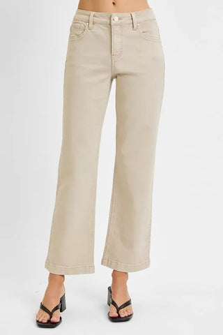 RISEN Tummy Control Mid Rise Ankle Straight Jeans