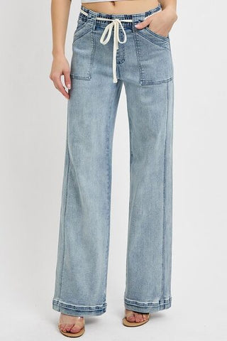 RISEN Four Pocket Straight Leg Blue Denim Jeans