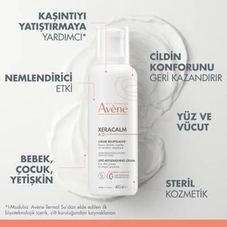 Avene Xeracalm A.D Cream 400ml - Soothing Moisturizer for Dry, Itchy Skin - Fragrance-Free Skincare