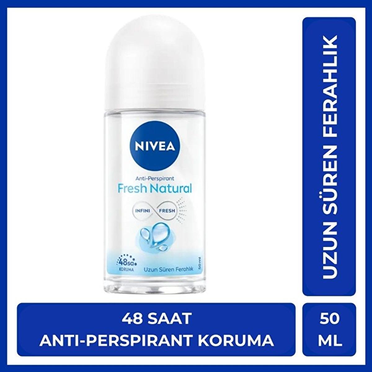 Nivea Fresh Natural Women's Roll-On Deodorant - 48 Hour Protection, Alcohol-Free, Natural Fragrance - Glamourous Grace
