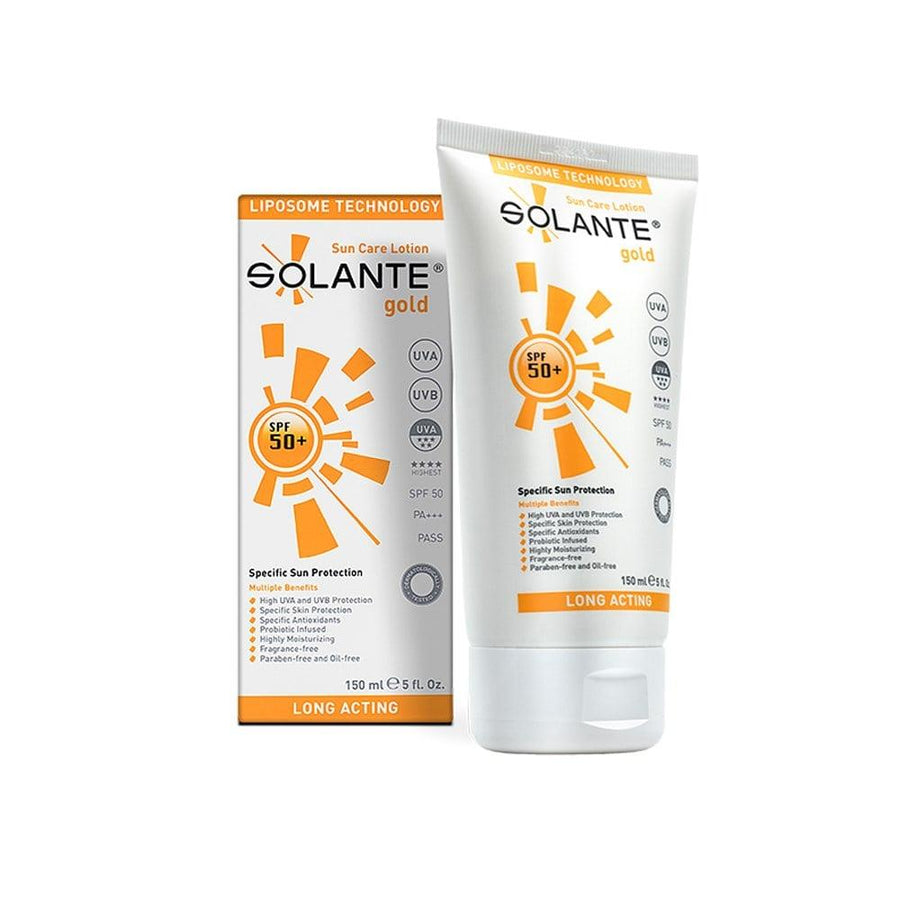 Solante Gold SPF 50+ Sunscreen Lotion - Vegan, Moisturizing, Dermatologically Tested - 5.07 fl oz - Glamourous Grace