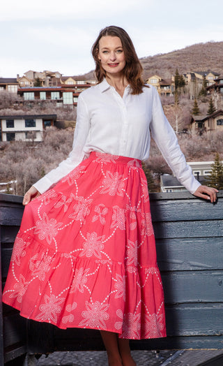 Woodstock Skirt Pink White Print - Glamourous Grace