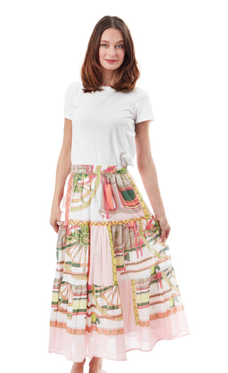 Woodstock Skirt Pink Wheel Print - Glamourous Grace