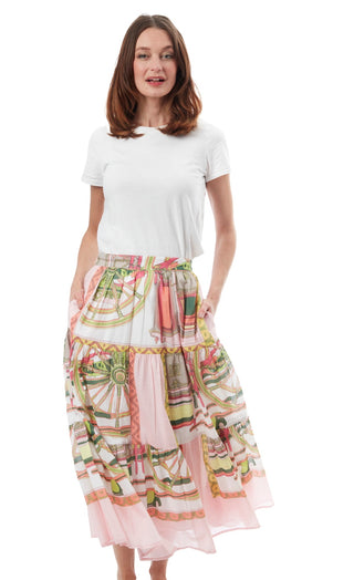 Woodstock Skirt Pink Wheel Print - Glamourous Grace