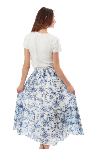 Woodstock Skirt Blue White - Glamourous Grace
