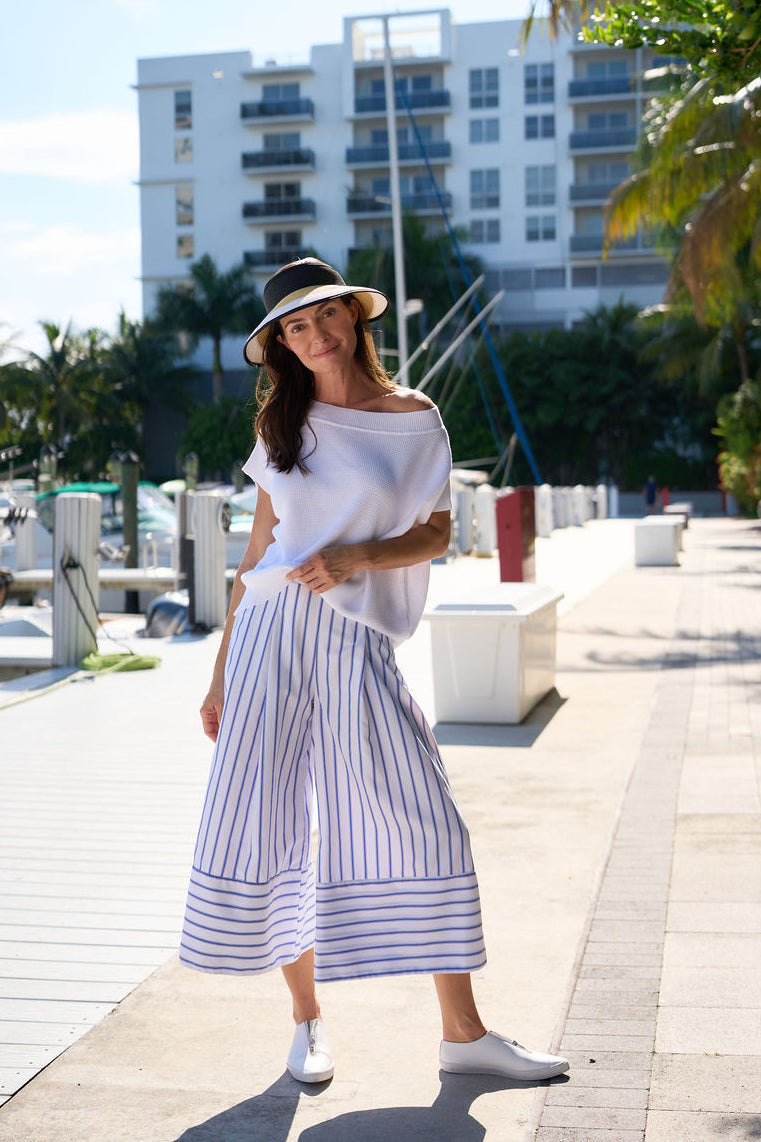 Cotton Gaucho Pants - Nautical Stripe - Glamourous Grace