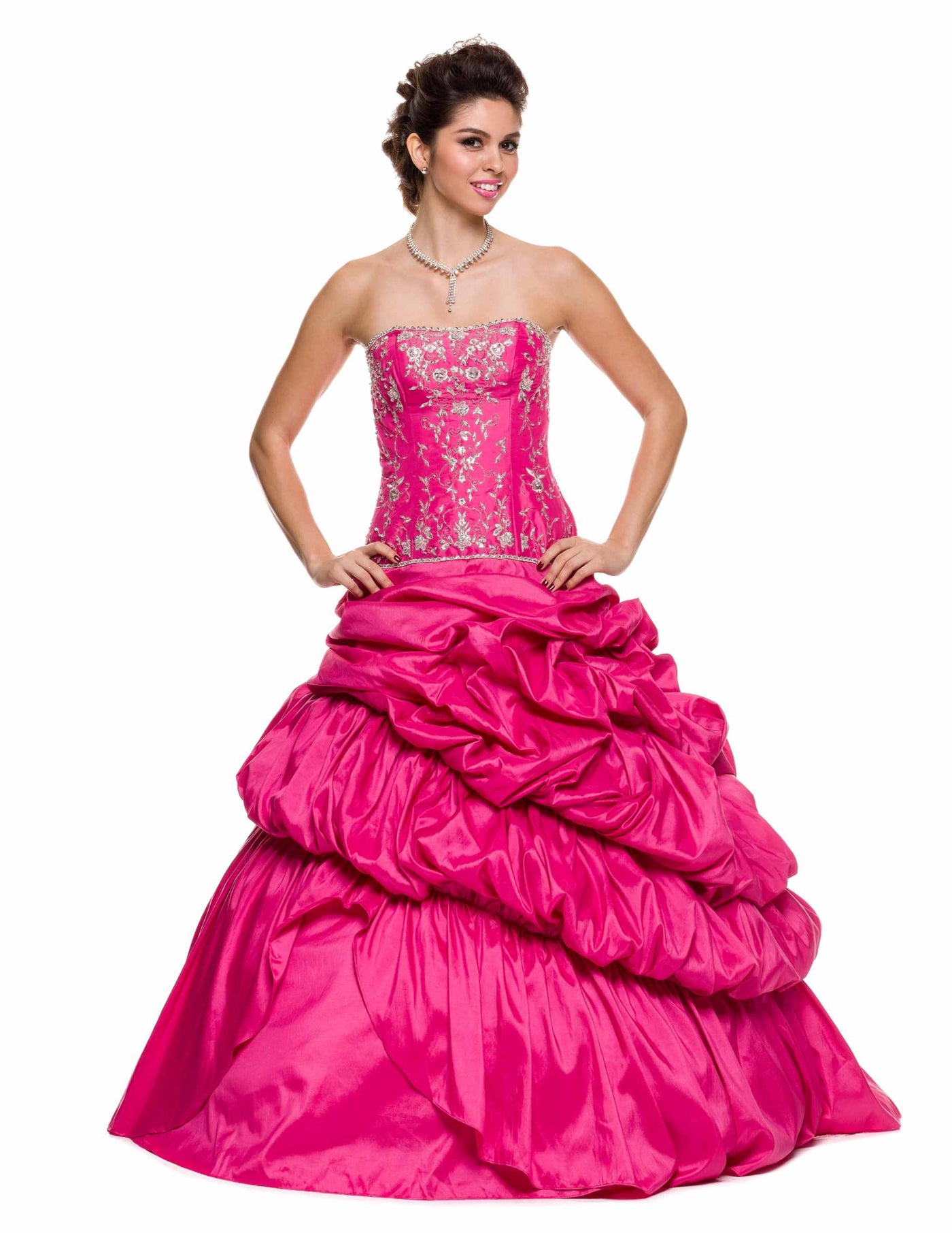 CLEARANCE - Juliet 302 Poofy Taffeta A-Line Strapless Embroidered Bodice Quinceanera Dress - Glamourous Grace