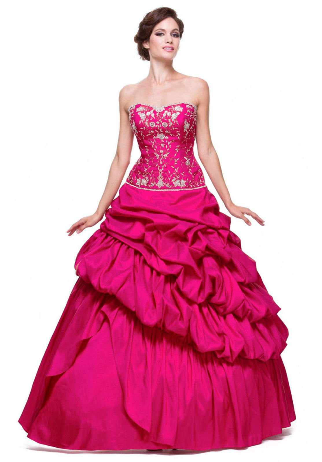 CLEARANCE - Juliet 302 Poofy Taffeta A-Line Strapless Embroidered Bodice Quinceanera Dress - Glamourous Grace