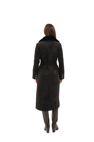 Genuine  Mink Fur Eco Suede Coat