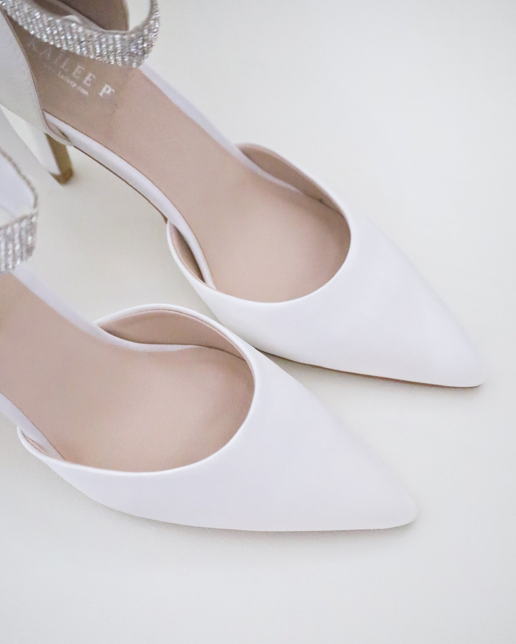 Satin Wedding Heels with Rhinestones Strap