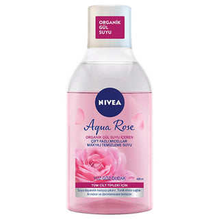 NIVEA Aqua Rose Micellar Makeup Remover - Gentle & Effective Dual-Phase Formula (13.53 fl oz)