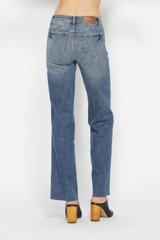 Judy Blue Tummy Control Blue Washed Straight Leg Denim Jeans