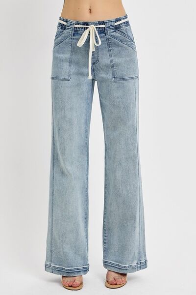 RISEN Four Pocket Straight Leg Blue Denim Jeans