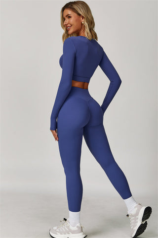 The Lavish Long Sleeve Cut-out Crop Top Leggings 2-Piece Set