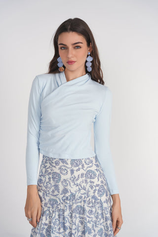 Yael Cotton Top- Sky Blue