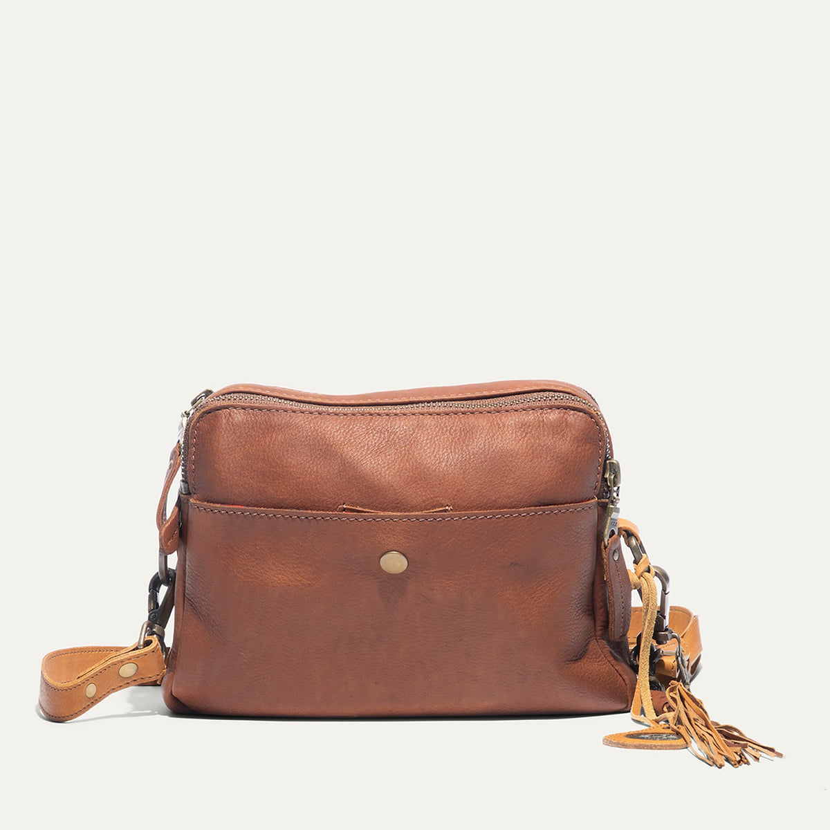 Everyday Double Zip Leather Crossbody - Glamourous Grace
