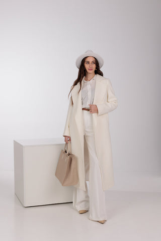 Pre-Order. Re-Stock Ships September 30. Astoria Classic Wraparound Wool Blend Overcoat in Ivory
