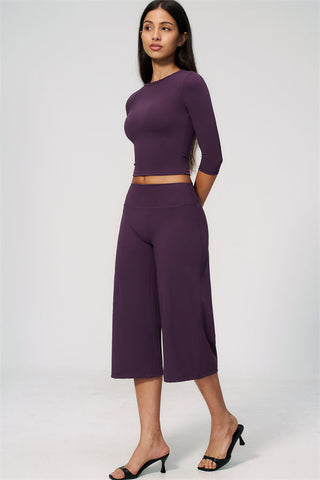 The Natalia Half-Sleeve Top Wide-Leg Crop 2-Piece Set