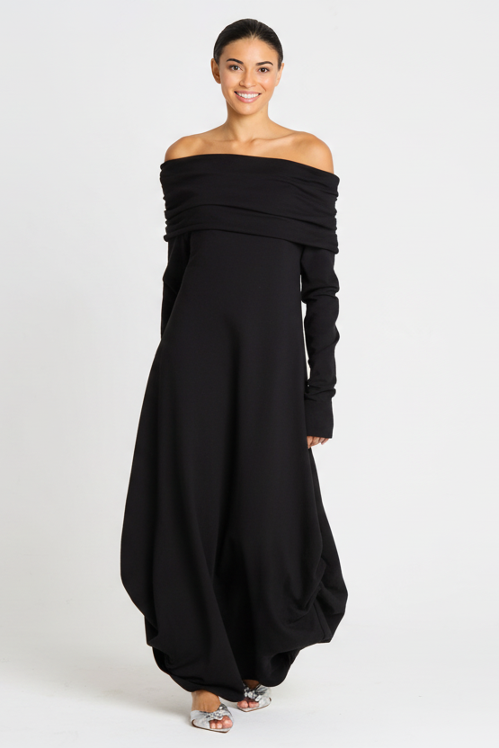 French Terry Curtain Dress - Black - Glamourous Grace