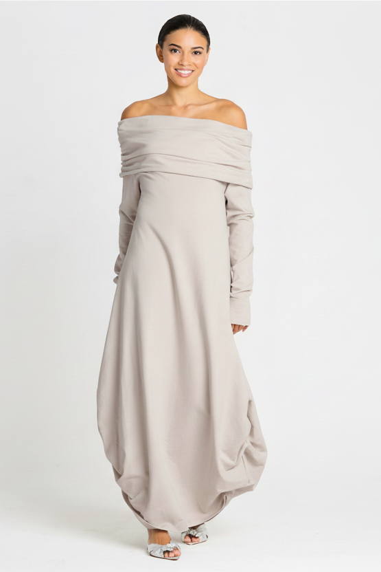 French Terry Curtain Dress - Putty - Glamourous Grace
