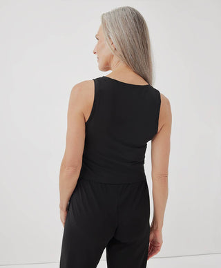 Pact Women’s Cool Stretch Cropped Lounge Tank: Black